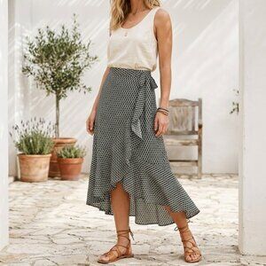 Max Studio Midi Skirt Faux Wrap Flowy Abstract Print Size L